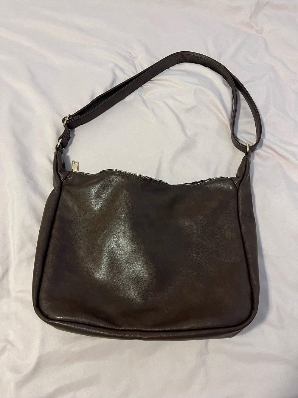 Classic Dark Brown Leather Shoulder Bag - Women